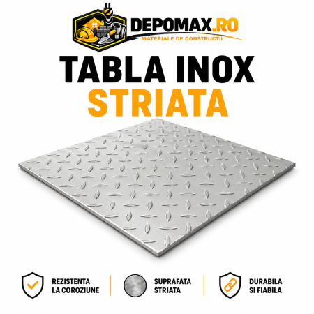 Tabla inox striata AISI 304/304L, 3 x 1000 x 2000 mm, 2 mp